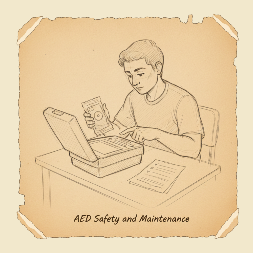Field sketch: AED safety and maintenance — keeping the box ready for the day