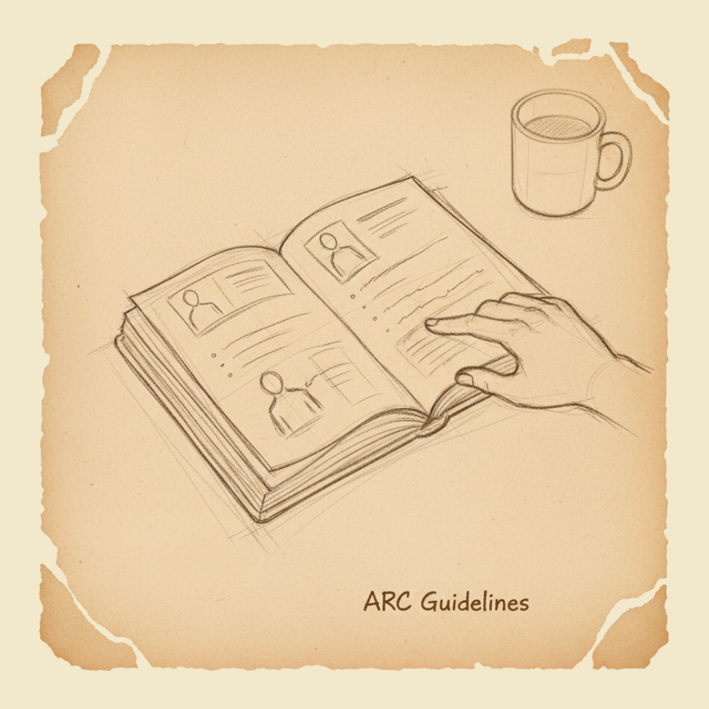 Field sketch: ARC guidelines for first aid (infants, children, adults)