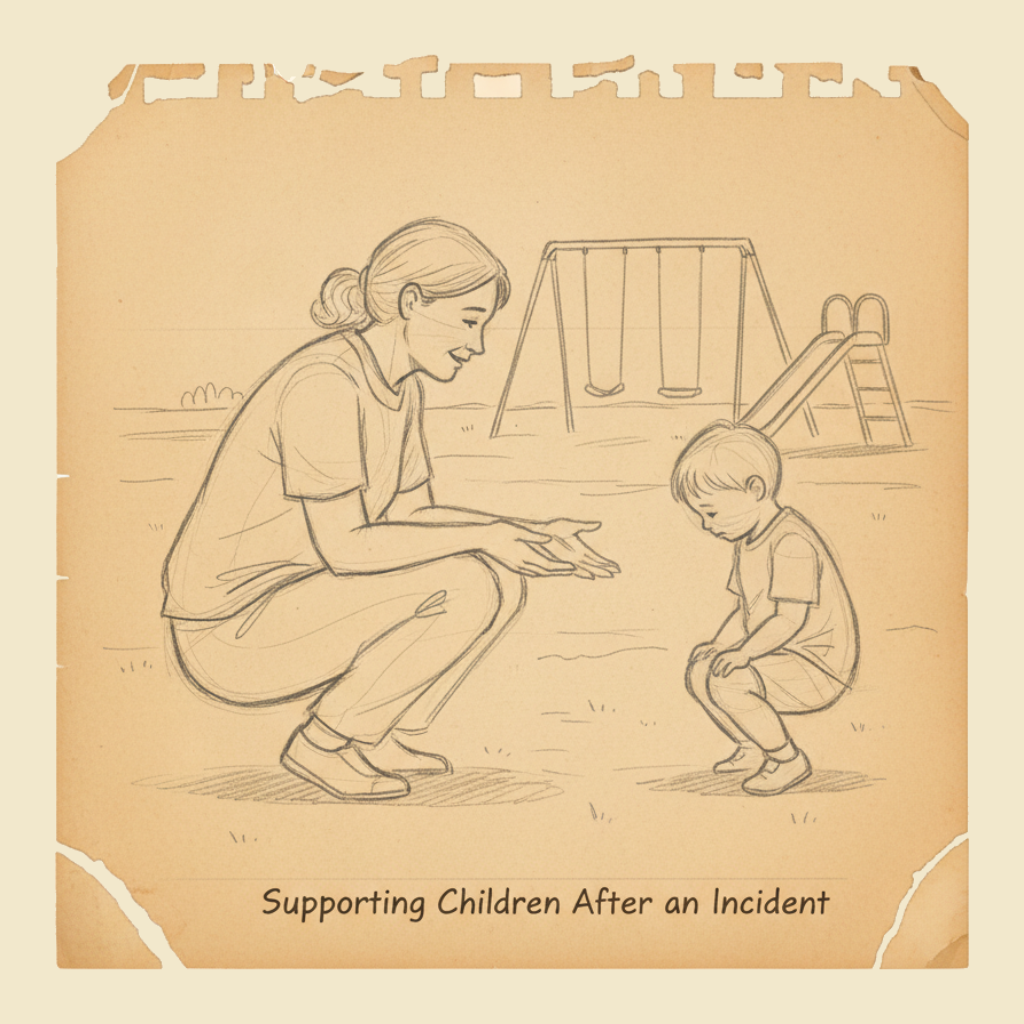 Field sketch: Stress management and support (rescuers and children)