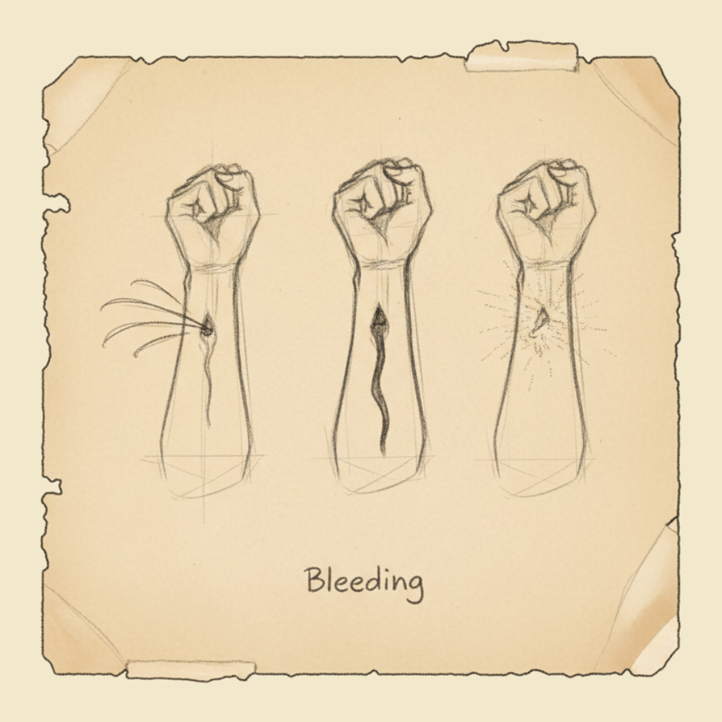 Field sketch: Bleeding